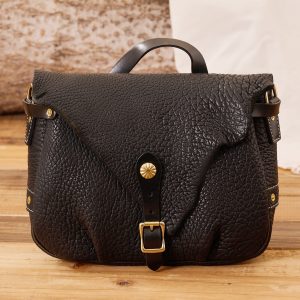 Black Full-Grain Leather Shoulder Bag