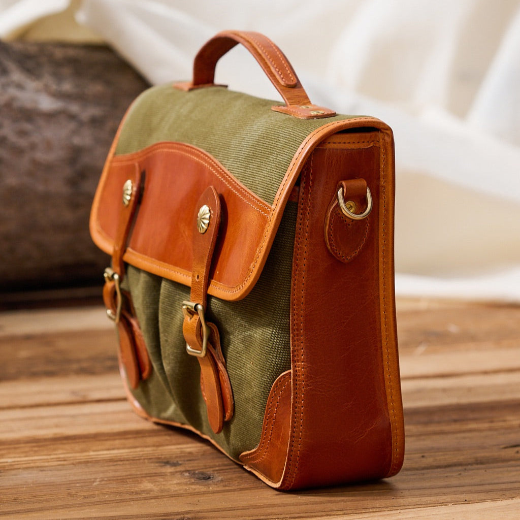 Men’s Canvas and Leather Satchel Bag - Image 5