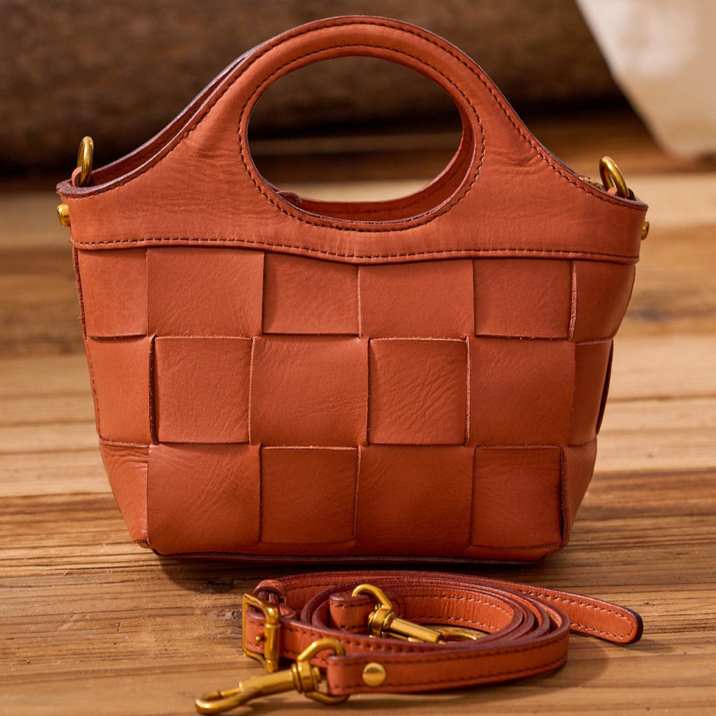 Handwoven Cowhide Leather Crossbody Bag - Image 5