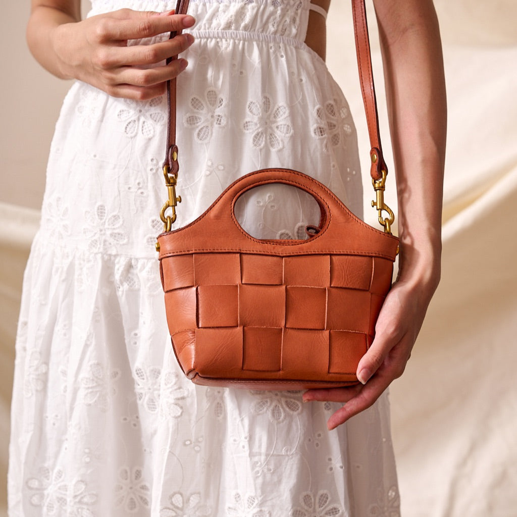 Handwoven Cowhide Leather Crossbody Bag - Image 7
