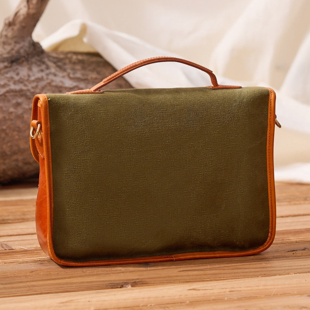 Men’s Canvas and Leather Satchel Bag - Image 7