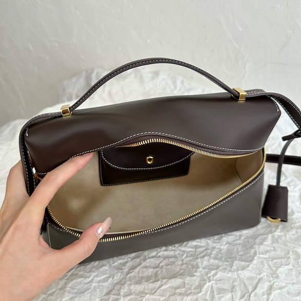 Structured Leather Top-Handle Crossbody Bag - Image 6