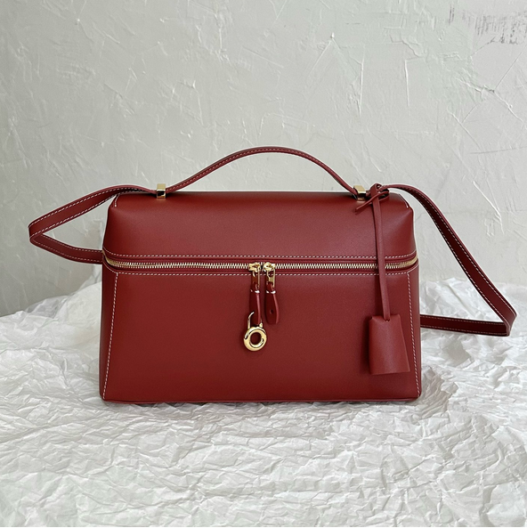 Structured Leather Top-Handle Crossbody Bag - Image 2